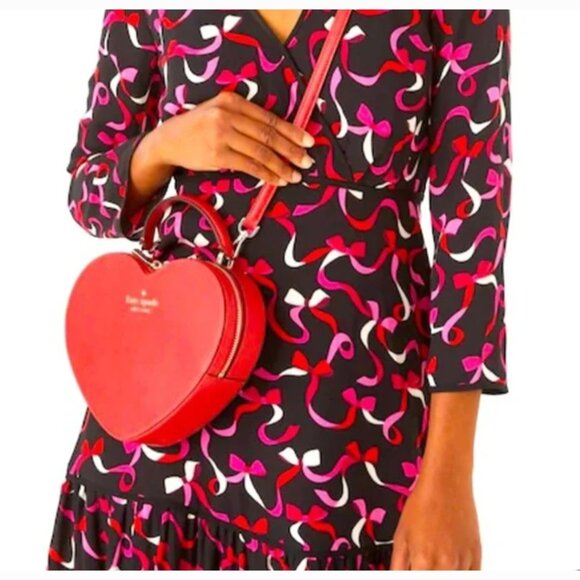 KATE SPADE NEW YORK LOVE SHACK CHERRY RED HEART CROSSBODY - Picture 3 of 13